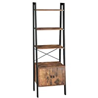 VASAGLE Estantería de Escalera- Librería con Armario- Estantería de Salón- 4 Estantes- Estructura de Hierro Estable…